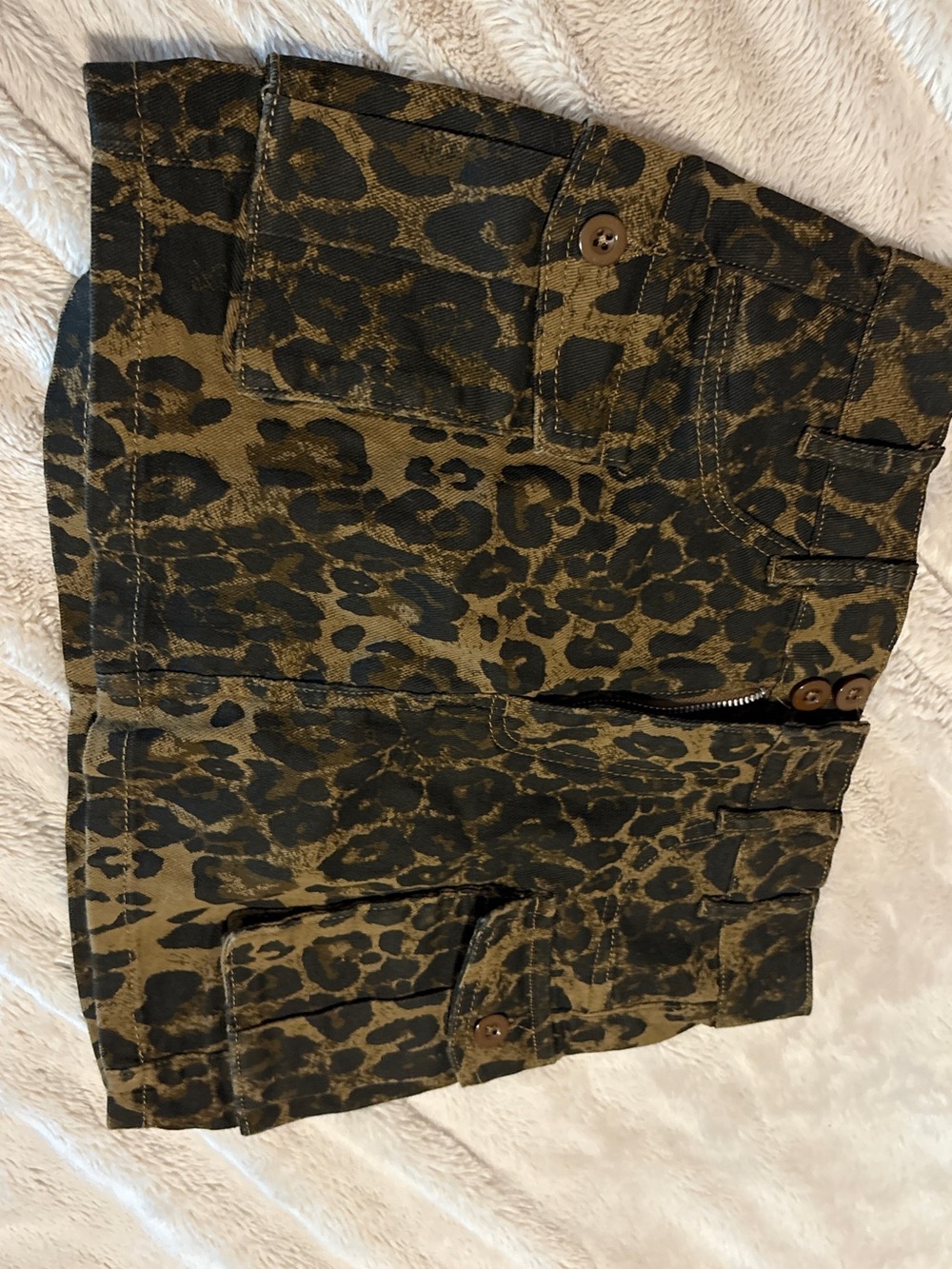 Leopard Print Mini Skirt in Olive and Black